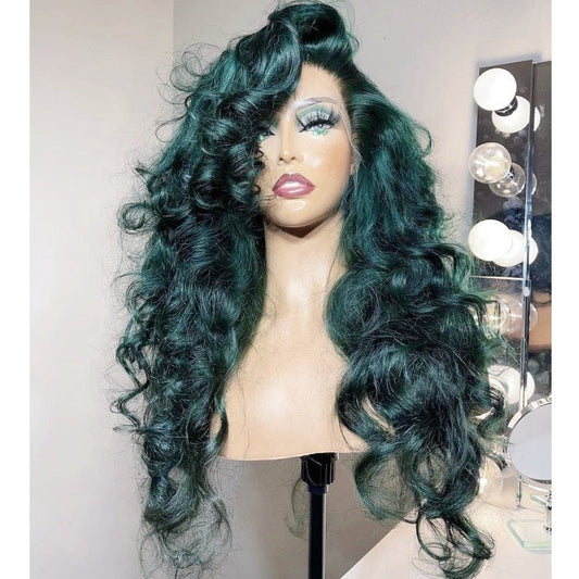 360 full lace wigs for black women hd transparent lace human hair lace front brazilian green color body wave human hair wigs - SN Wigs & More