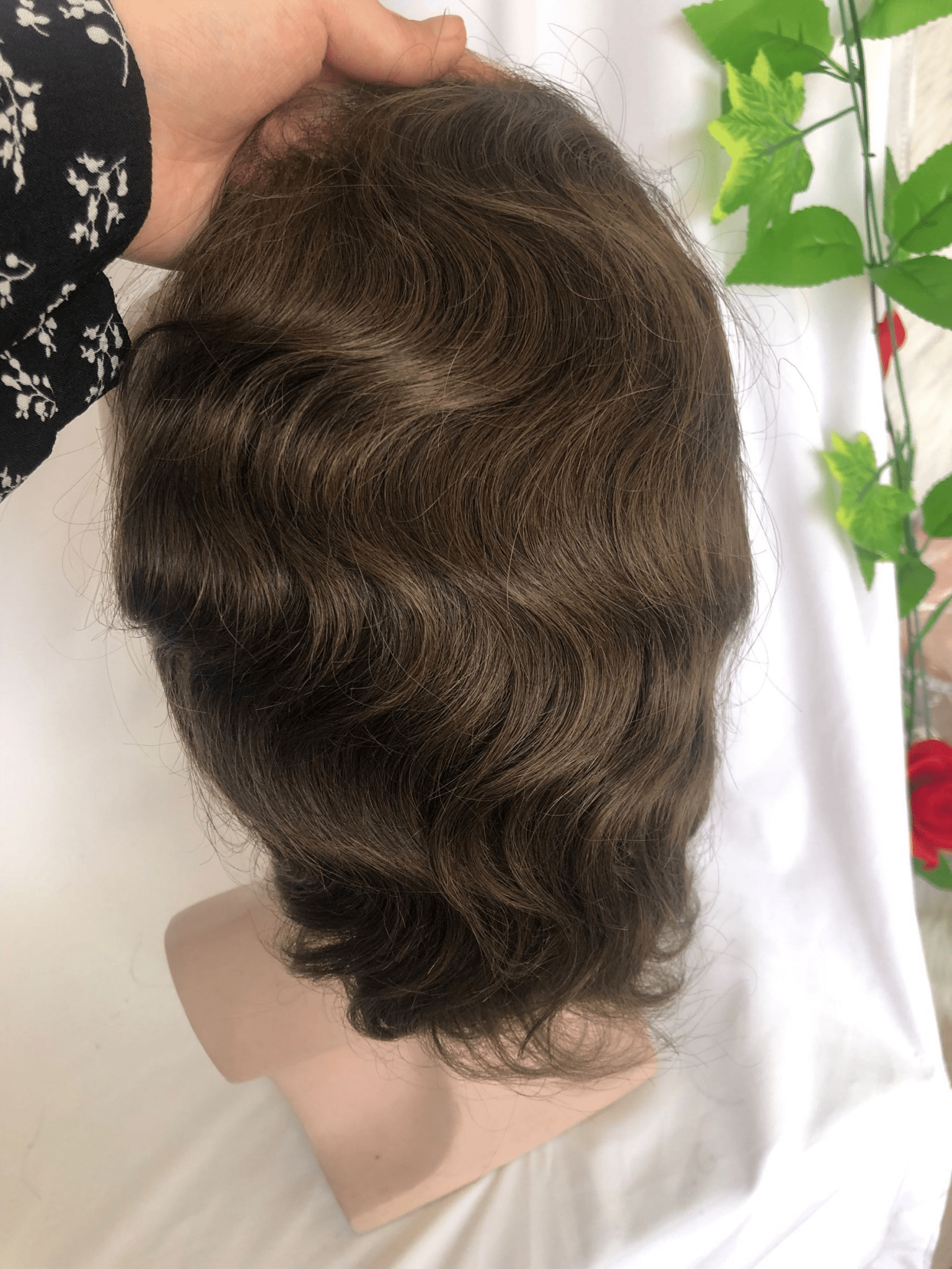 #4 Toupee Lace with PU Brazilian Hair Mens Toupee Brown Color 100% Human Hair Man Toupee Hair System - SN Wigs & More