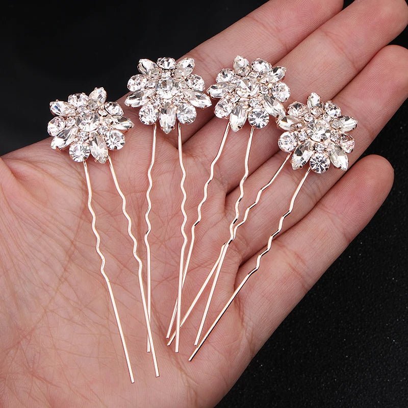 ( 4PCS/PACK ) Handmade Hair Pin Women Jewelry Hair Accessories Flower Shaped Wedding Bride Hair Pin - SN Wigs & More