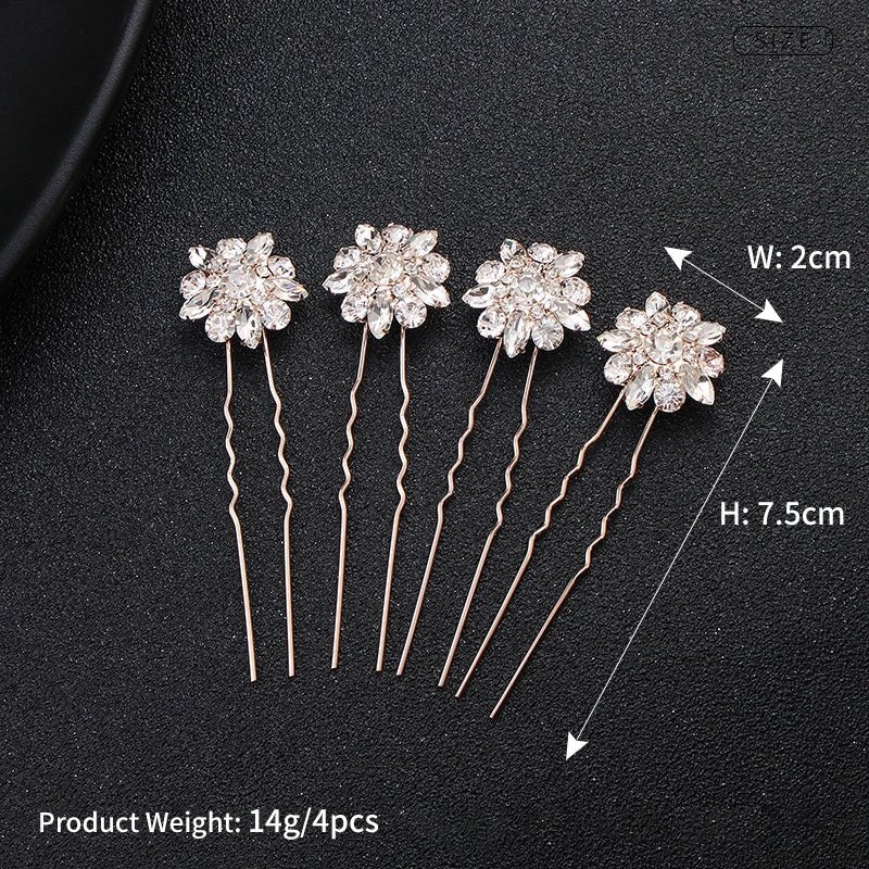 ( 4PCS/PACK ) Handmade Hair Pin Women Jewelry Hair Accessories Flower Shaped Wedding Bride Hair Pin - SN Wigs & More