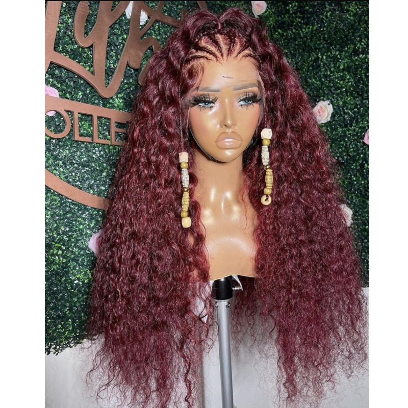 #99j dark red color kinky curly 200% density virgin human hair lace frontal wigs for women HD 4x4 lace closure wigs - SN Wigs & More