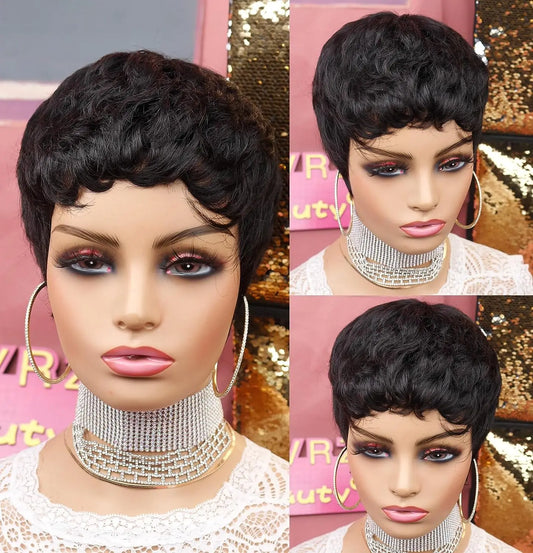 Short Pixie Cut Wigs for Black Women Pixie Wigs for Black Women Pixie Cut Short Synthetic  Black Wavy Layered Wigs - SN Wigs & More