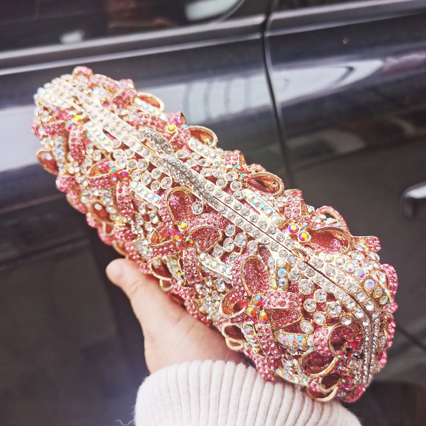 Pink Luxury Diamond Handmade Party Handbag Wedding Clutch Bags Women Feast Formal Evening Bags