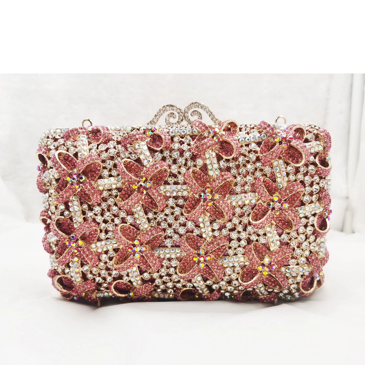 Pink Luxury Diamond Handmade Party Handbag Wedding Clutch Bags Women Feast Formal Evening Bags