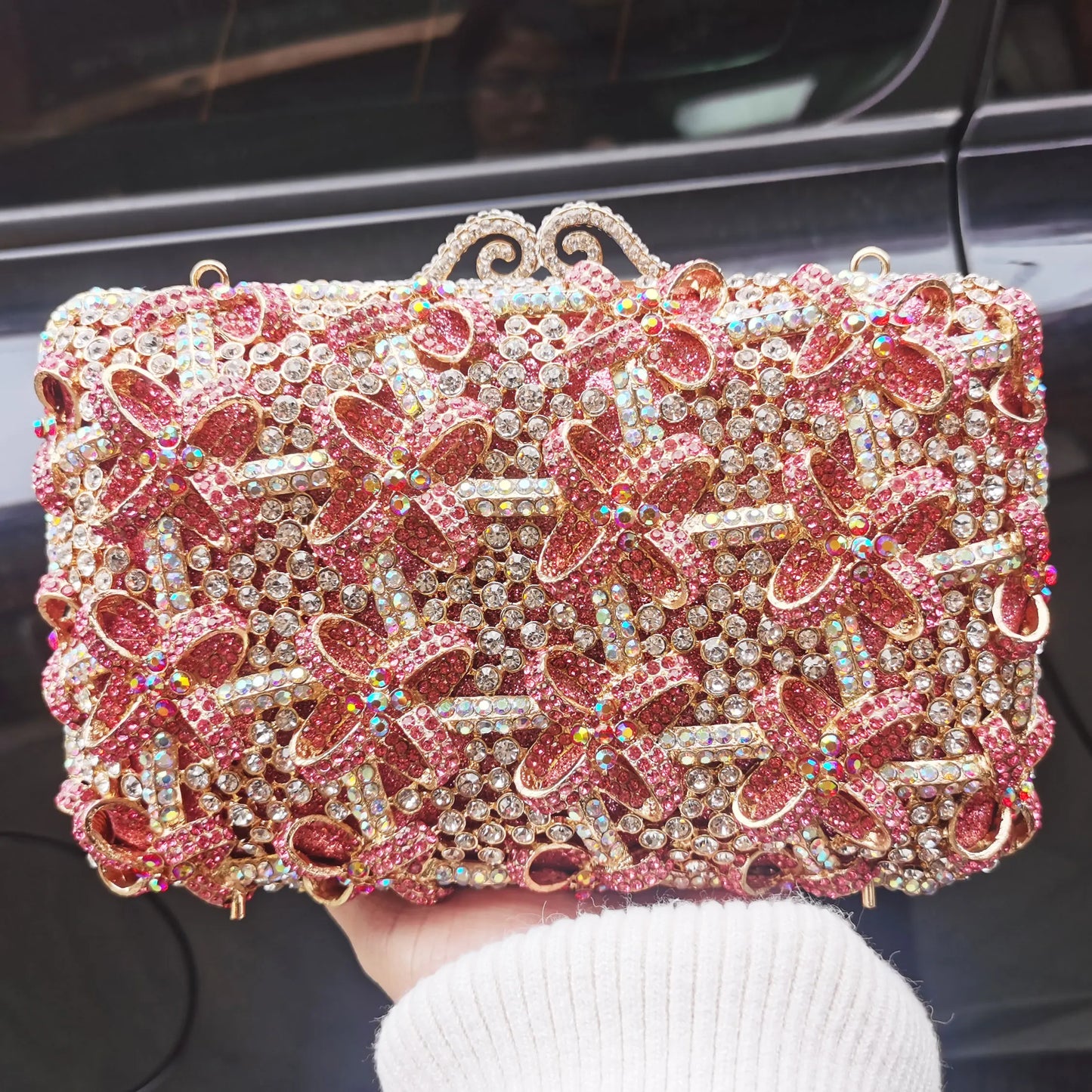 Pink Luxury Diamond Handmade Party Handbag Wedding Clutch Bags Women Feast Formal Evening Bags