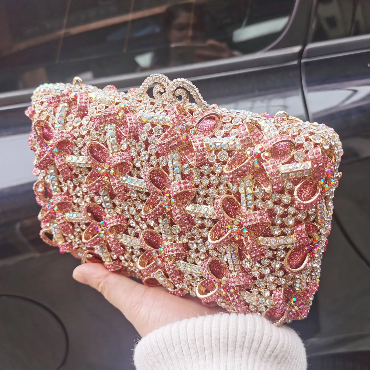 Pink Luxury Diamond Handmade Party Handbag Wedding Clutch Bags Women Feast Formal Evening Bags