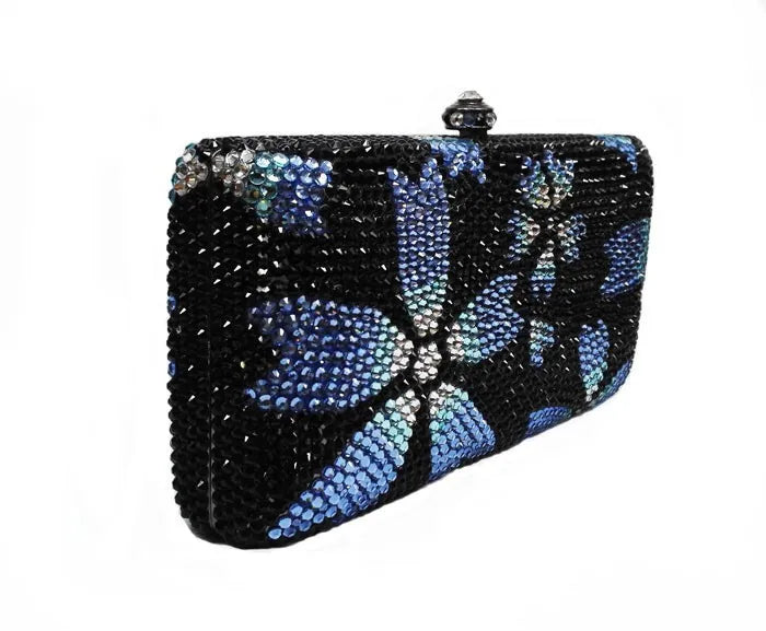 flower evening handbag small women Luxury diamond night bag black crystal women evening Clutch bag party evening bag SC066