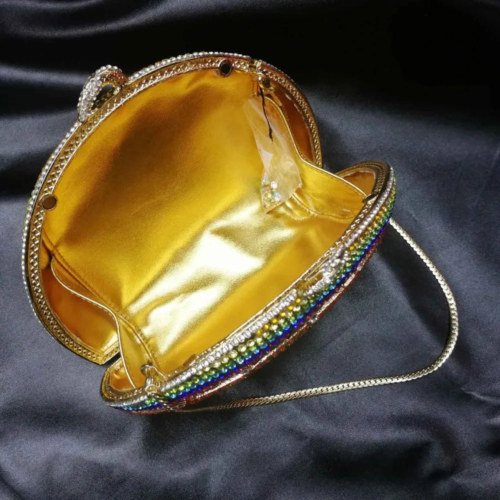 Shell Designer rainbow Crystal Evening Bags Party Purse Wedding Clutch Bags Female Handbags SC989