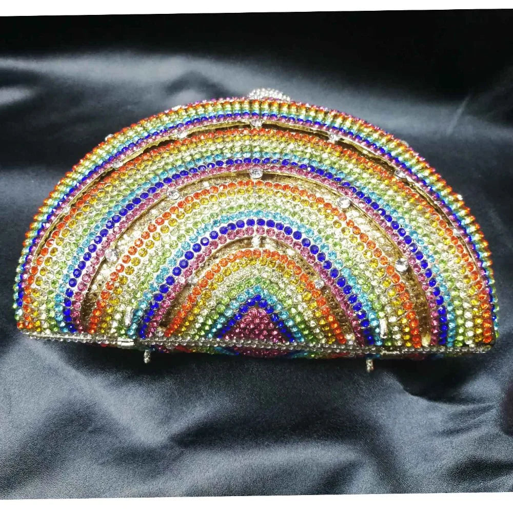 Shell Designer rainbow Crystal Evening Bags Party Purse Wedding Clutch Bags Female Handbags SC989