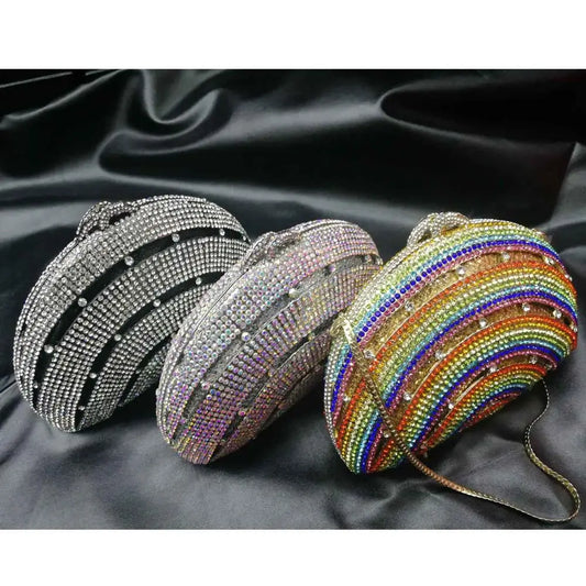 Shell Designer rainbow Crystal Evening Bags Party Purse Wedding Clutch Bags Female Handbags SC989