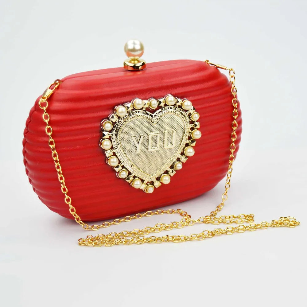 Love You Letter Red Box Designer Evening Bag Chain Handbags Ladies Clutch Bag