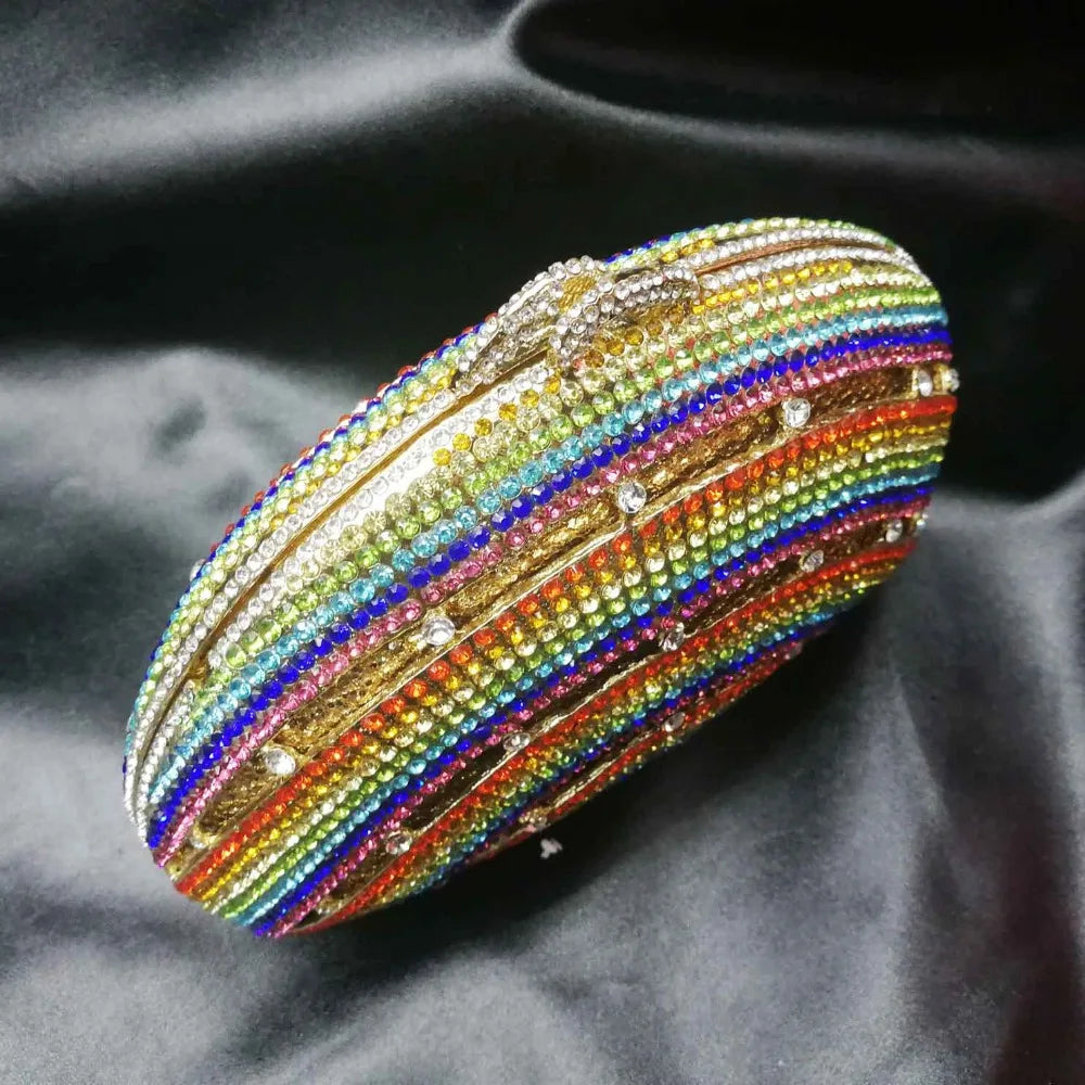 Shell Designer rainbow Crystal Evening Bags Party Purse Wedding Clutch Bags Female Handbags SC989