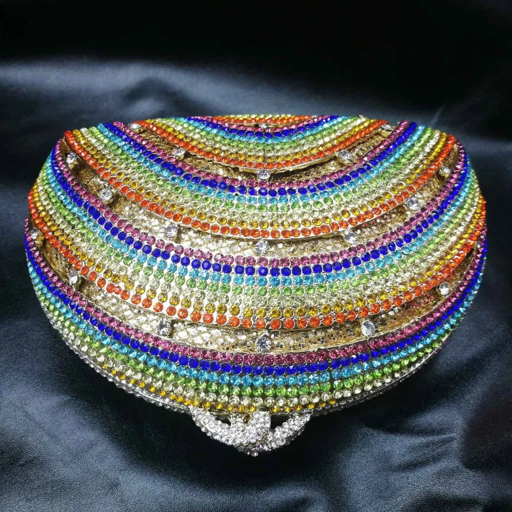 Shell Designer rainbow Crystal Evening Bags Party Purse Wedding Clutch Bags Female Handbags SC989