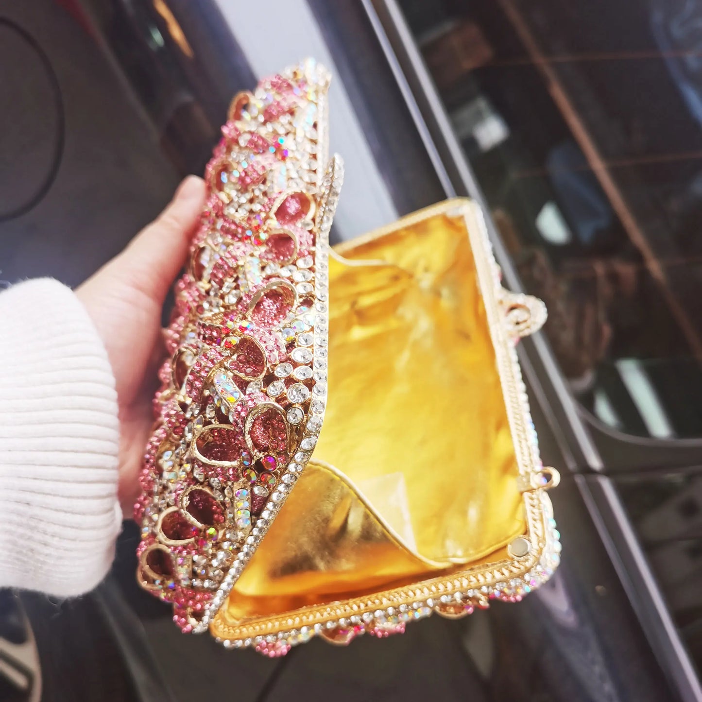 Pink Luxury Diamond Handmade Party Handbag Wedding Clutch Bags Women Feast Formal Evening Bags