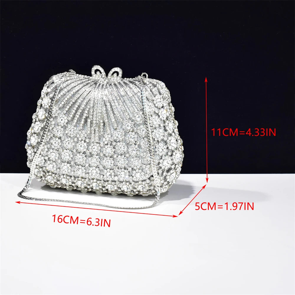 Fashion Box Metal Crystal Evening Bags Women Handbags Party Purse Clutch Bags Decorated with Rhinestone Clutch Purse Wedding