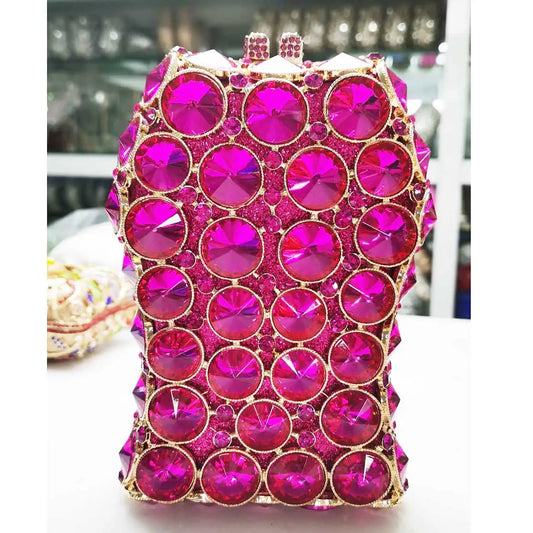 KHNMEET Fuschia Multicolor Clutch Evening Bag Deep Purple Women Evening Bags Diamonds Small Purse Day Clutches Handbags SC330