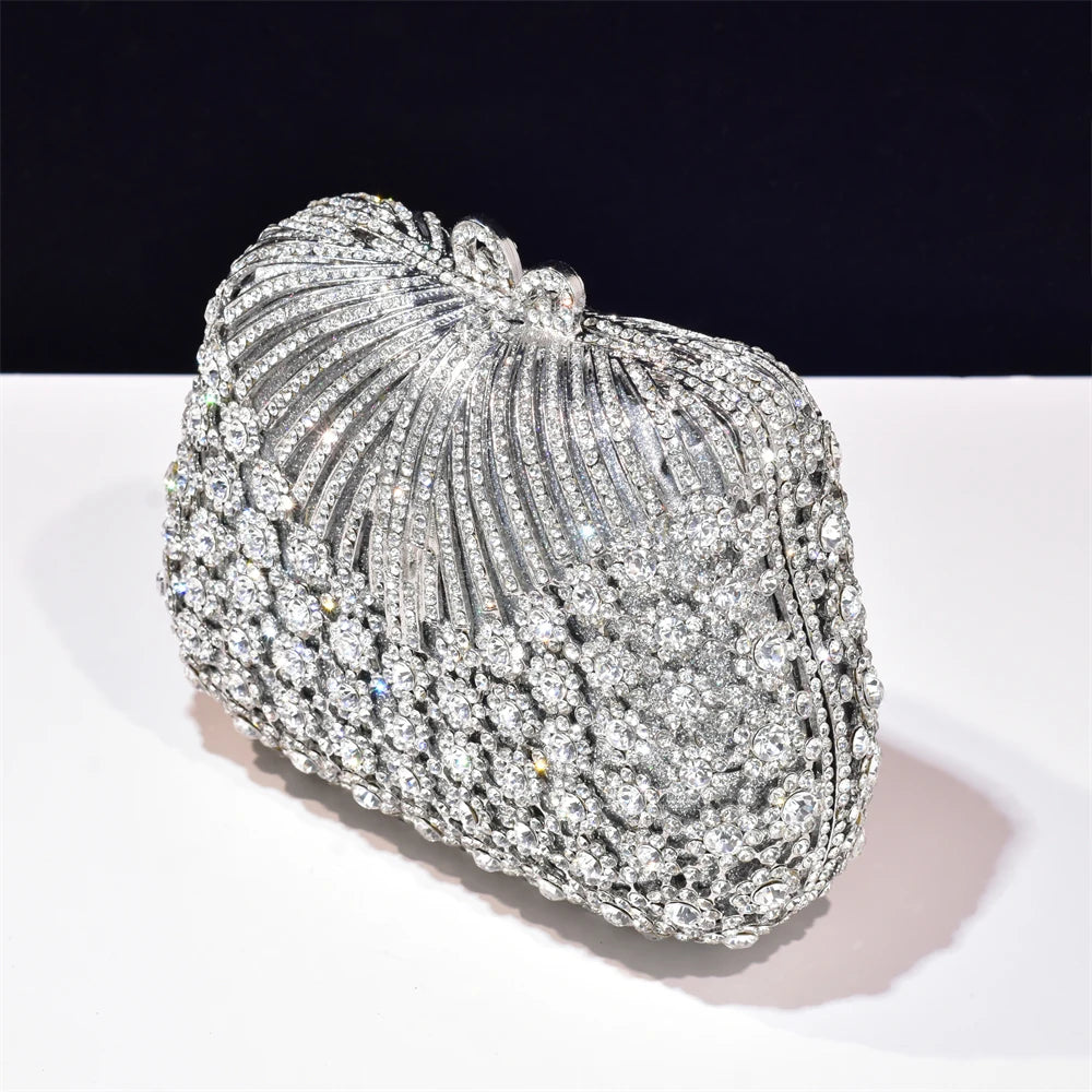 Fashion Box Metal Crystal Evening Bags Women Handbags Party Purse Clutch Bags Decorated with Rhinestone Clutch Purse Wedding