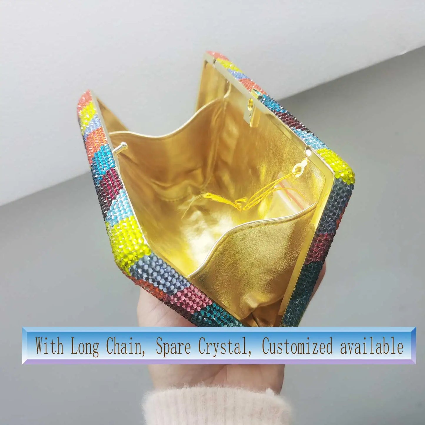 KHNMEET Designer Crystal Handbags Multi color Crystal Banquet Clutch Bags for Women Party Purse Customized Cheaper sm100