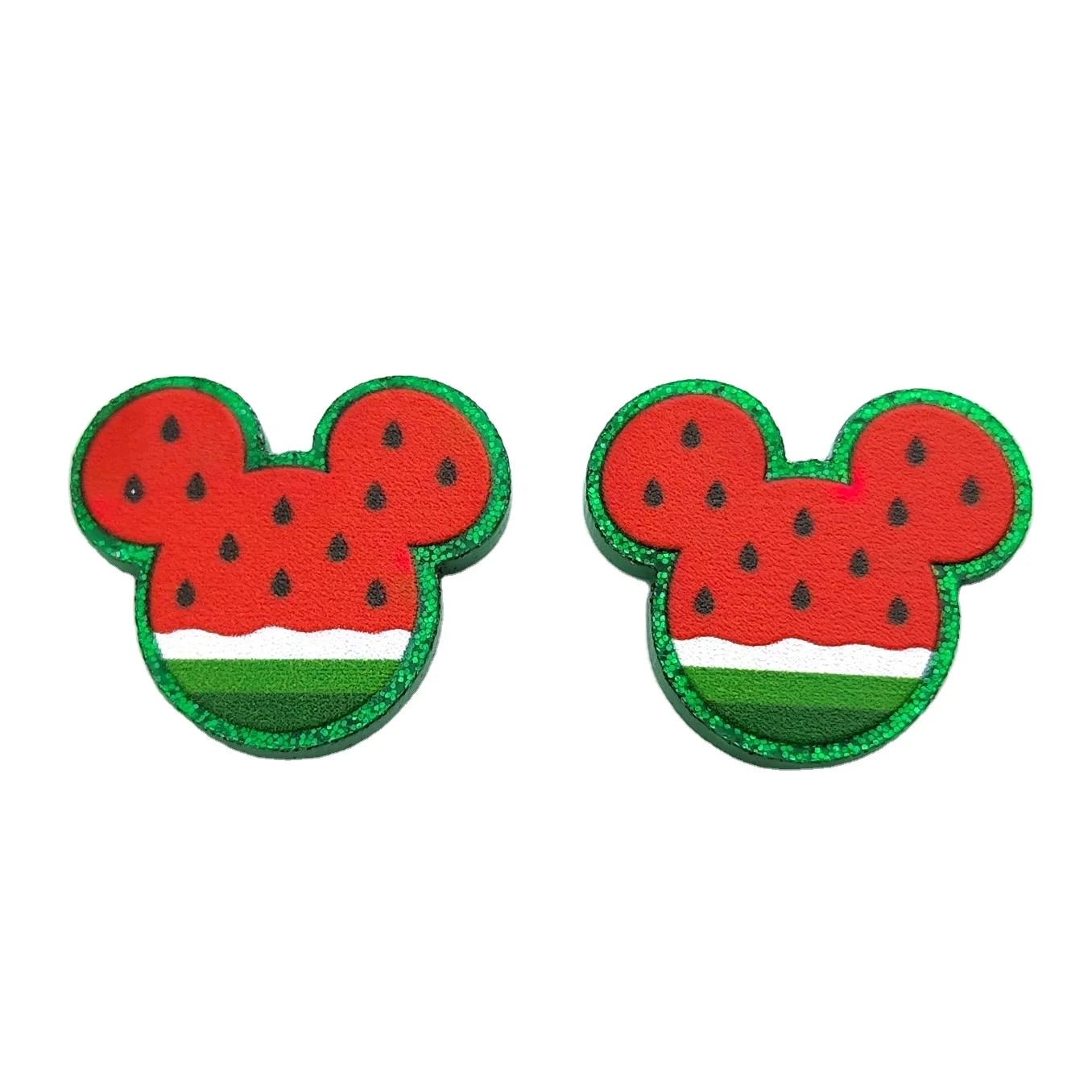 (Set of 10 ) PRS026PR1008 Factory Hot Sale Cute Mouse Watermelon Laser Cut Animal Acrylic Jewelry Accessories - SN Wigs & More