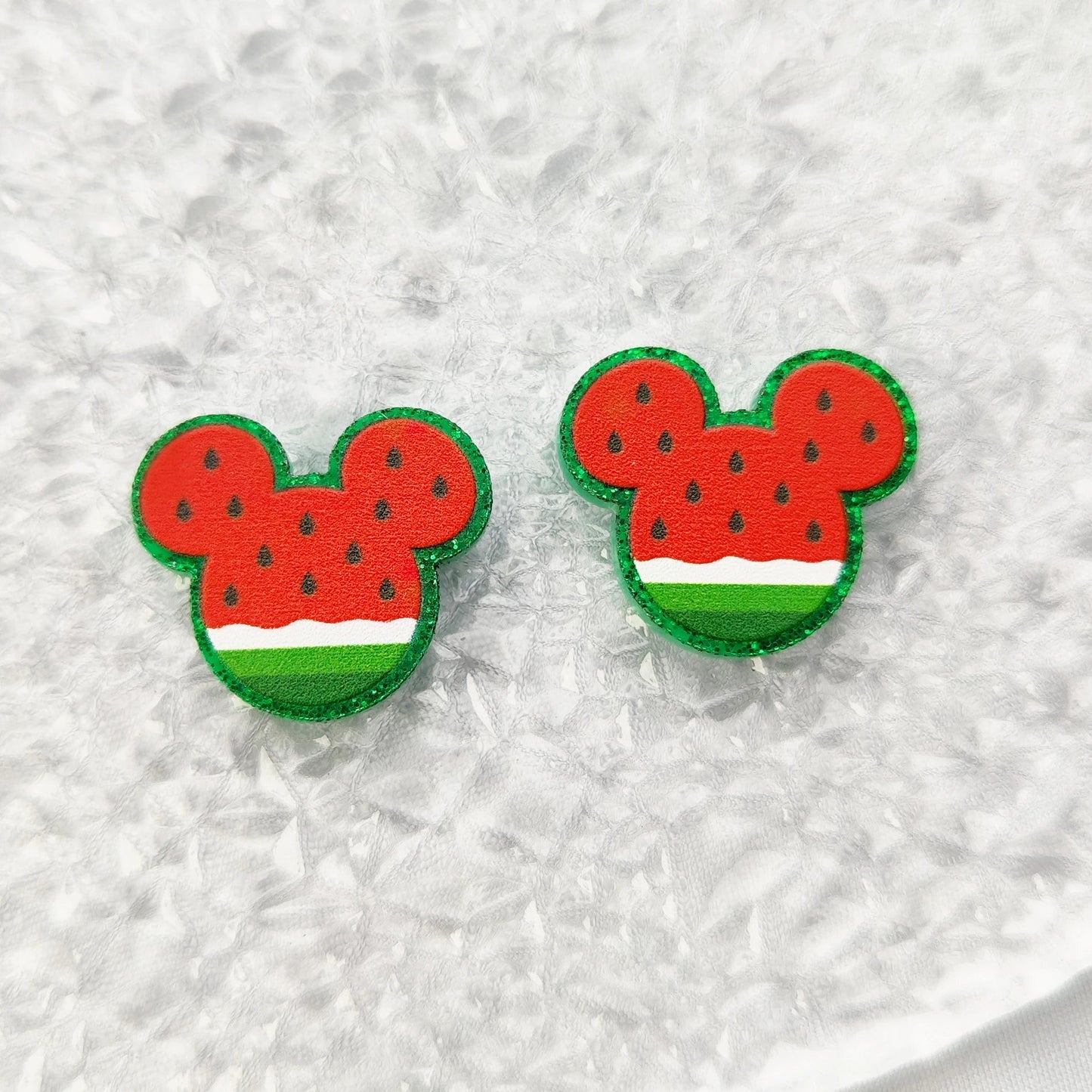 (Set of 10 ) PRS026PR1008 Factory Hot Sale Cute Mouse Watermelon Laser Cut Animal Acrylic Jewelry Accessories - SN Wigs & More