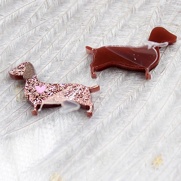 (Set of 10 ) PRS126PR1043 The new listing cute dachshund dog findings jewelry accessories animal glitter acrylic party DIY - SN Wigs & More