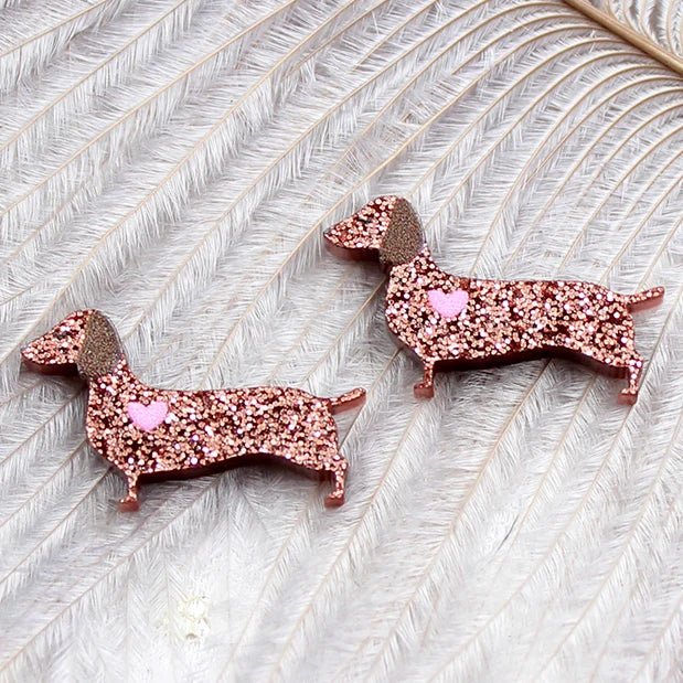 (Set of 10 ) PRS126PR1043 The new listing cute dachshund dog findings jewelry accessories animal glitter acrylic party DIY - SN Wigs & More