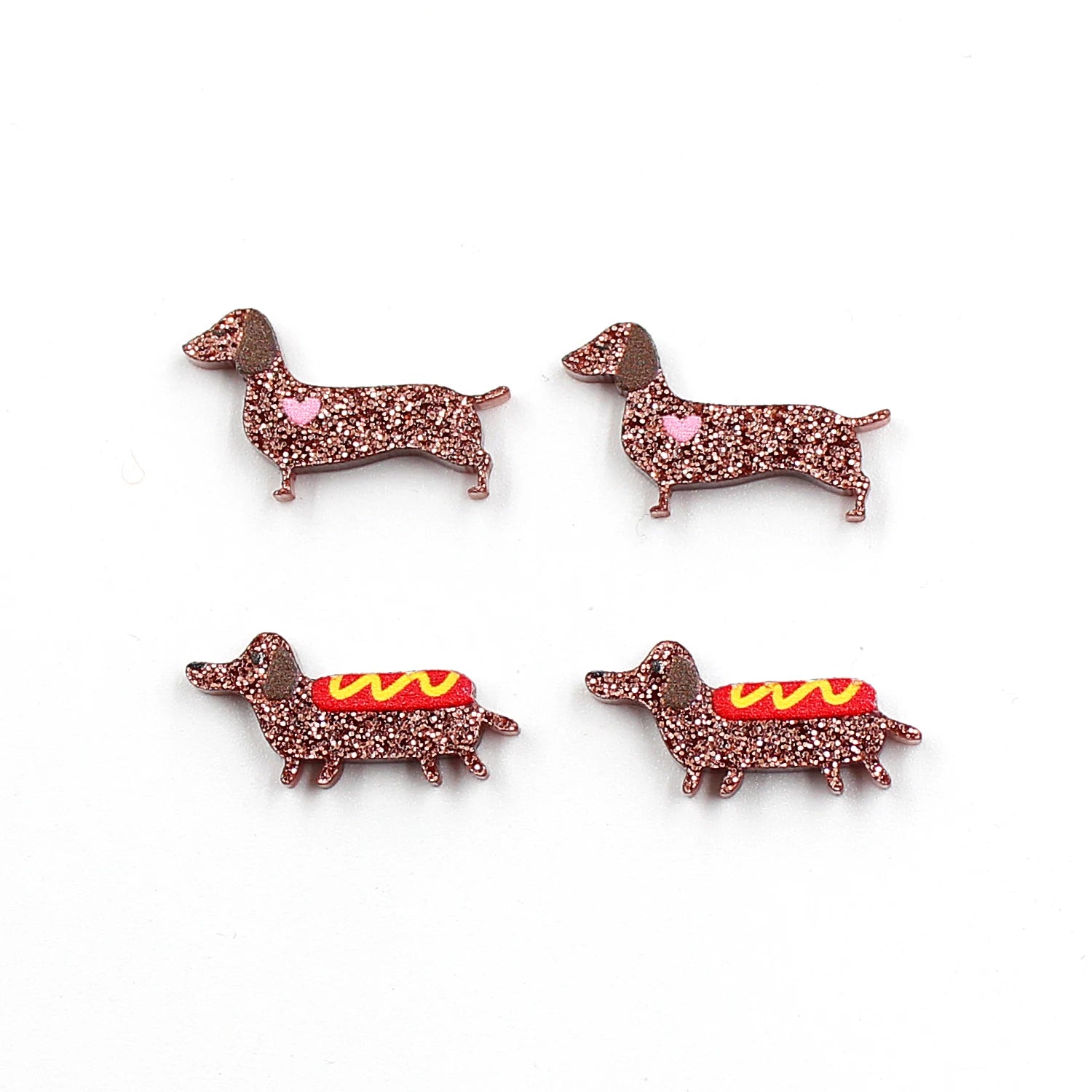 (Set of 10 ) PRS126PR1043 The new listing cute dachshund dog findings jewelry accessories animal glitter acrylic party DIY - SN Wigs & More