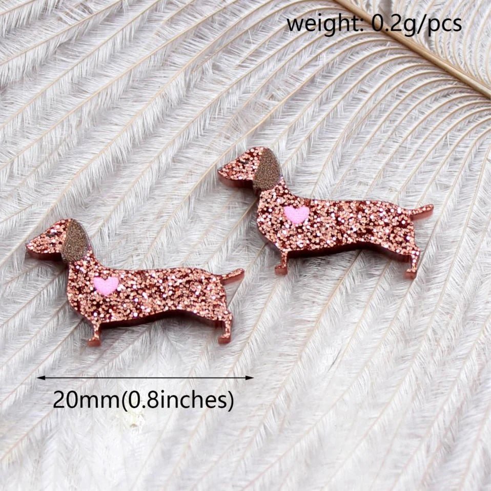 (Set of 10 ) PRS126PR1043 The new listing cute dachshund dog findings jewelry accessories animal glitter acrylic party DIY - SN Wigs & More