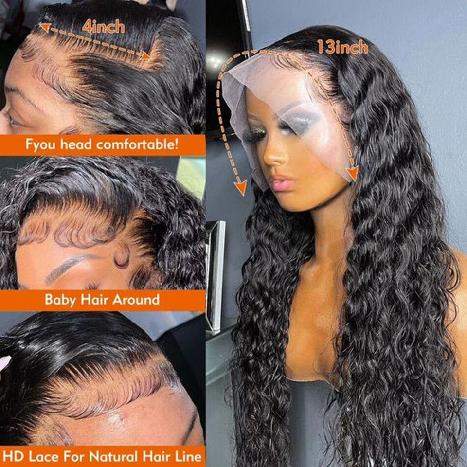 220Density HD Lace Frontal Wig Indian Transparent 13x4 Deep Wave Lace Front Human Hair Wigs With Baby Hair Remy Lace Closure Wig - SN Wigs & More