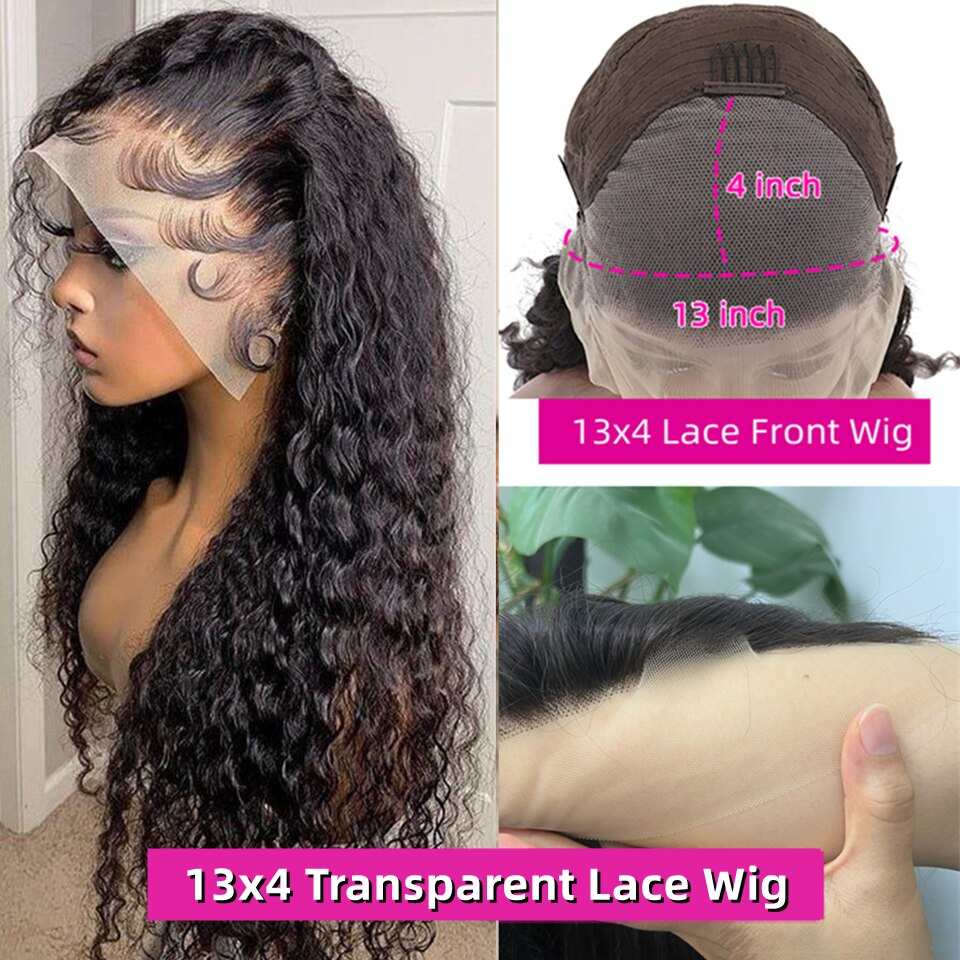 220Density HD Lace Frontal Wig Indian Transparent 13x4 Deep Wave Lace Front Human Hair Wigs With Baby Hair Remy Lace Closure Wig - SN Wigs & More