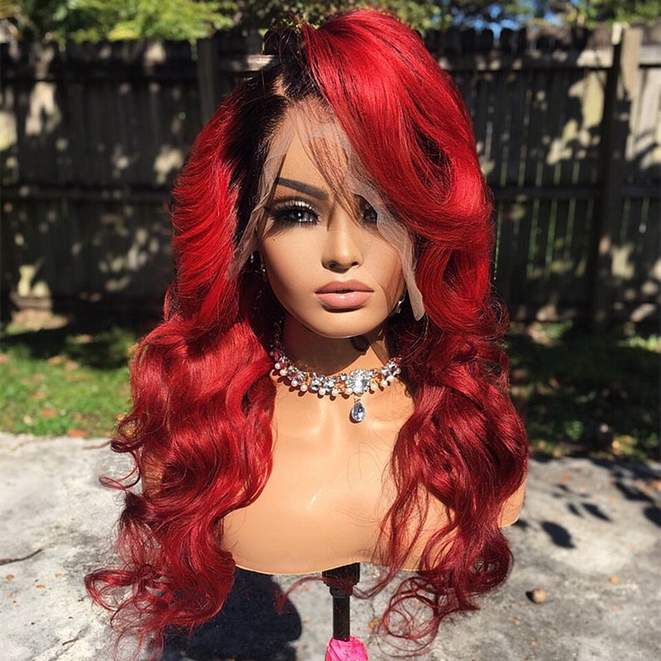 Body Wave Ombre IB red Lace Front Wig - SN Wigs & More