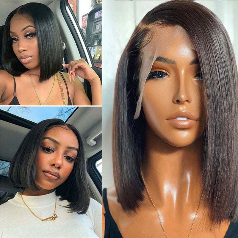 Short Bob Wig Lace Front Human Hair Wigs For Women Pre Plucked Bone Straight Lace Front Wig 4x4 Brazilian Hair Lace Frontal Wigs - SN Wigs & More