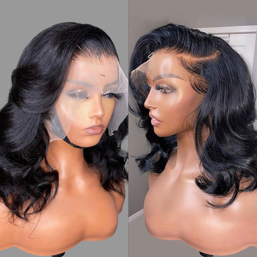 Short Body Wave Lace Front Bob Wig Water Wave Human Hair Wig Brazilian 5x1 T Part Wet And Wavy Human Hair Wigs For Black Women - SN Wigs & More
