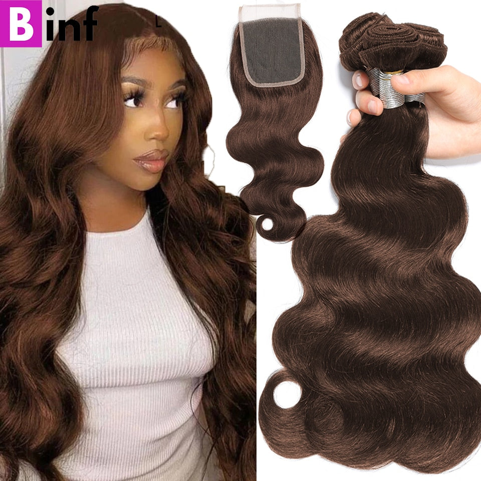 Chocolate Brown Colored Body Wave Bundles - SN Wigs & More