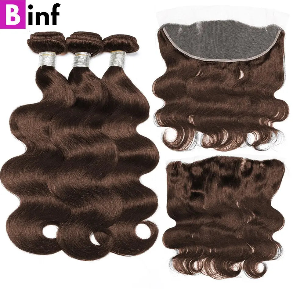 Chocolate Brown Colored Body Wave Bundles - SN Wigs & More