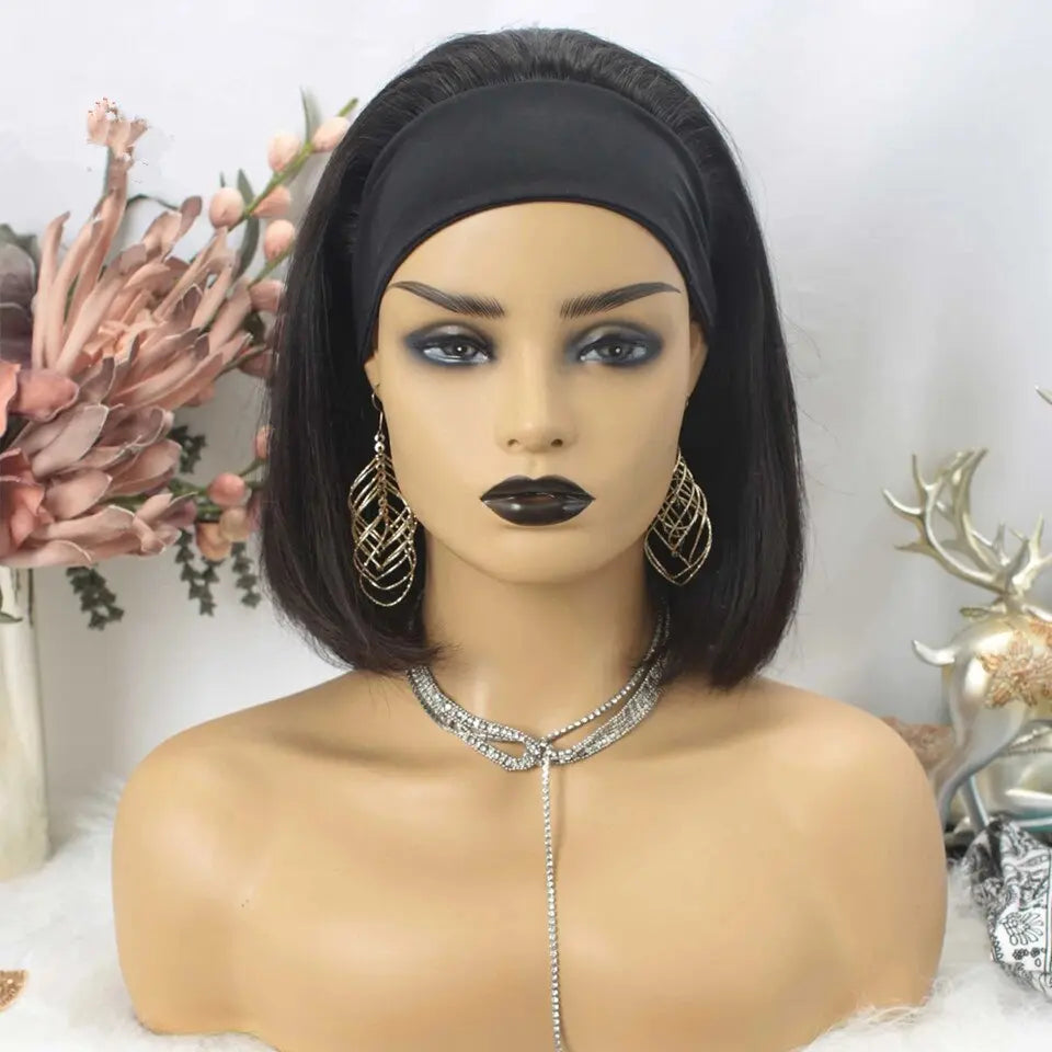 Bob Wig With Bangs Straight Headband - SN Wigs & More