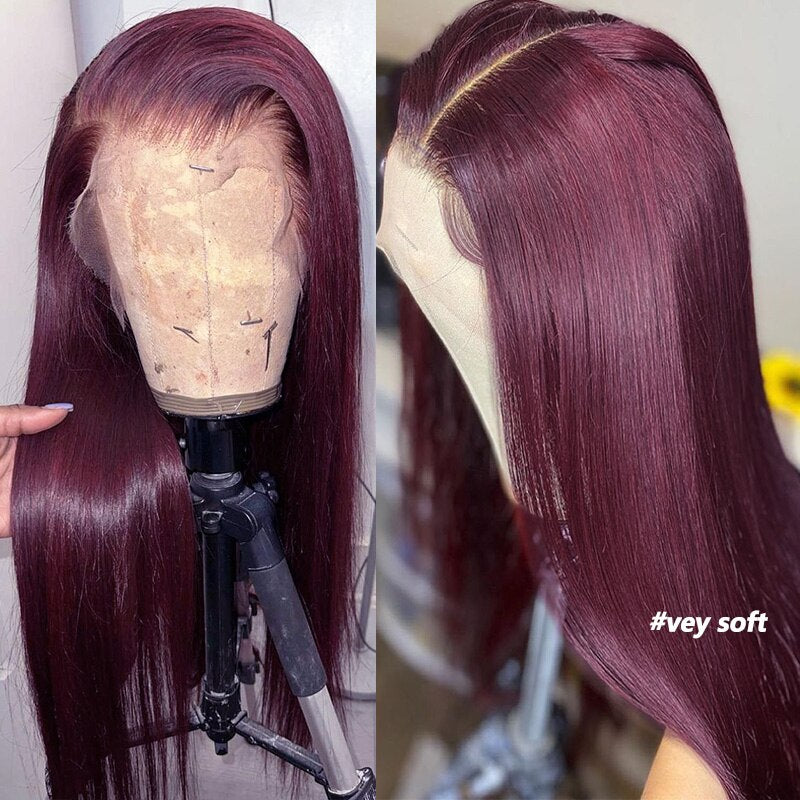 Burgundy 99J Lace Front Human Hair - SN Wigs & More