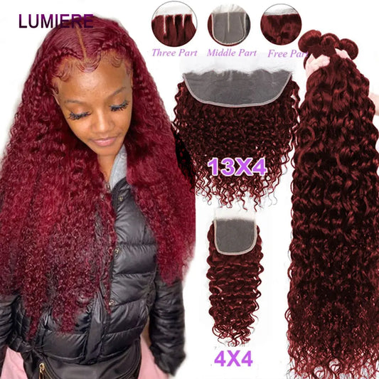 99J Dark Burgundy Ｗater Wave Bundles - SN Wigs & More