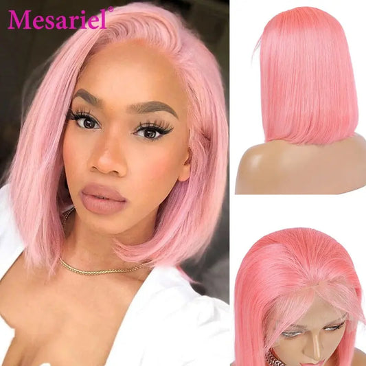 Mesariel Pink Bob 13x4 Lace Front Human Hair - SN Wigs & More